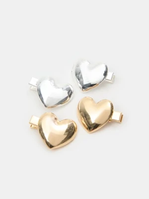 Sinsay - Spinki do włosów w kształcie serca 4 pack - wielobarwny