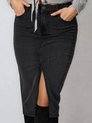 Sinsay - Spódnica jeansowa midi - szary