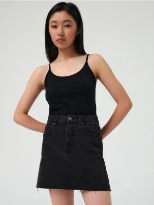 Sinsay - Spódnica jeansowa mini - czarny