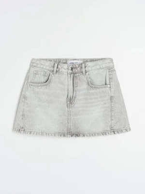 Sinsay - Spódnica jeansowa z efektem sprania - szary