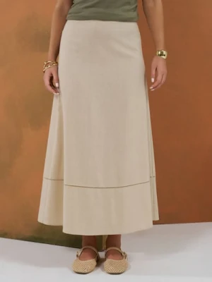 Sinsay - Spódnica maxi z domieszką lnu - kremowy