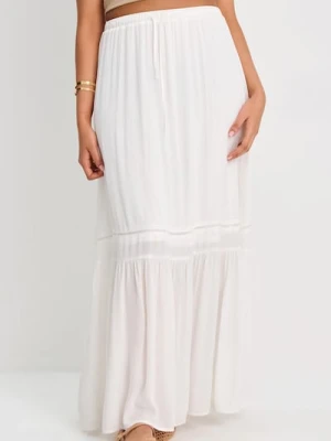Sinsay - Spódnica maxi z falbaną - biały