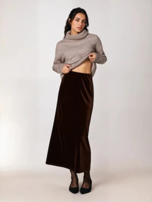 Sinsay - Spódnica maxi z gumką w pasie - brązowy