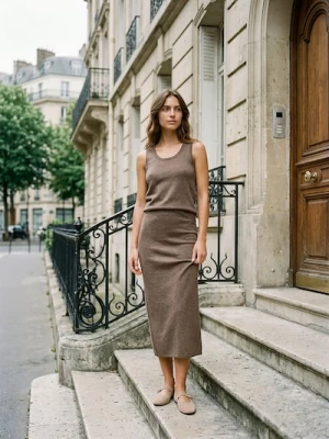 Sinsay - Spódnica midi - brązowy