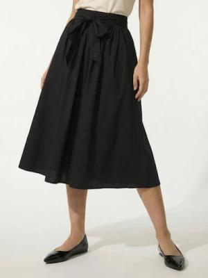 Sinsay - Klasyczna spódnica midi z ozdobnym wiązaniem - czarny