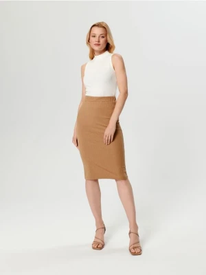 Sinsay - Spódnica midi ołówkowa - beżowy
