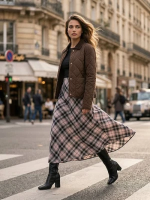 Sinsay - Spódnica midi w kratę - wielobarwny