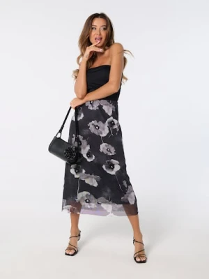 Zdjęcie produktu Sinsay - Spódnica midi w kwiaty - czarny