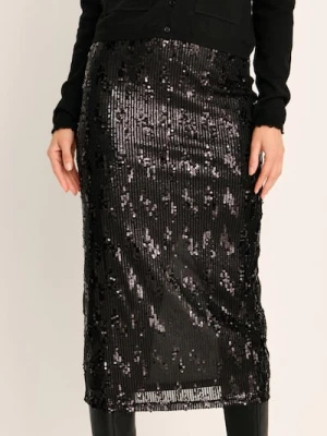 Sinsay - Spódnica midi z cekinami - czarny