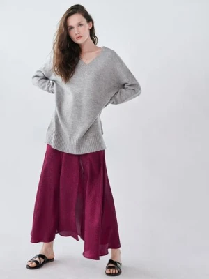 Sinsay - Spódnica midi z fakturą - bordowy