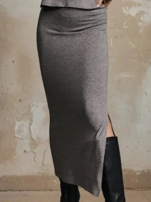 Sinsay - Spódnica midi z gumką w pasie - szary