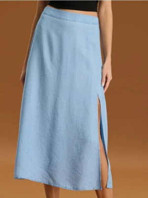Sinsay - Spódnica midi z lyocellu - niebieski