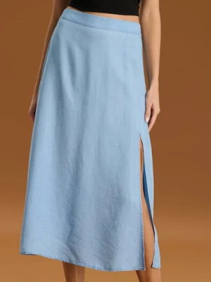 Sinsay - Spódnica midi z lyocellu - niebieski