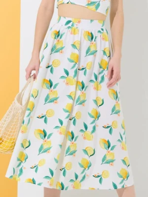 Sinsay - Spódnica midi z motywem cytryny - wielobarwny
