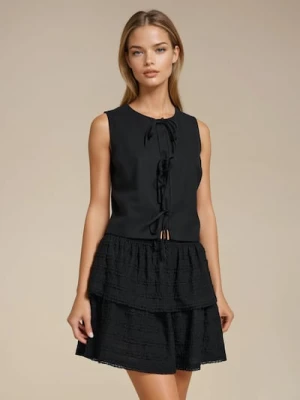 Sinsay - Spódnica midi z podwójną falbaną - czarny