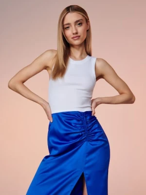 Sinsay - Spódnica midi z rozcięciem - niebieski