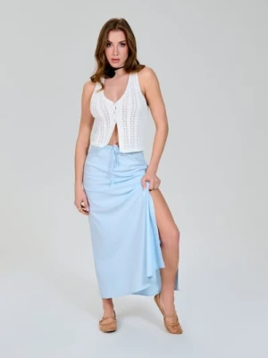 Sinsay - Spódnica midi z wiązaniem - błękitny
