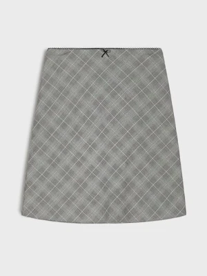 Sinsay - Spódnica mini w kratkę z domieszką wiskozy - wielobarwny