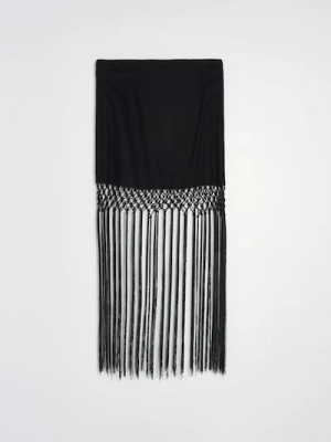 Sinsay - Spódnica mini z frędzlami - czarny