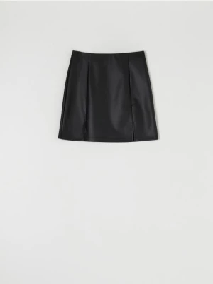 Sinsay - Spódnica mini z imitacji skóry - czarny