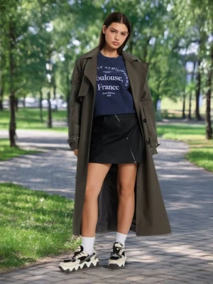 Sinsay - Spódnica mini z imitacji skóry - czarny