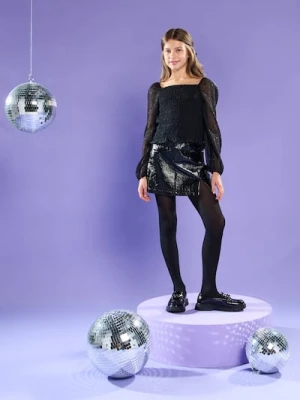 Sinsay - Spódnica mini z imitacji skóry - czarny