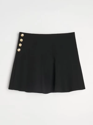 Sinsay - Spódnica mini z ozdobnymi guzikami - czarny