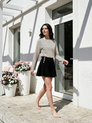 Sinsay - Spódnica mini z ozdobnymi guzikami - czarny