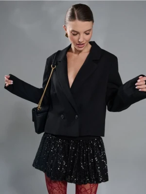 Sinsay - Spódnica mini z połyskiem - czarny