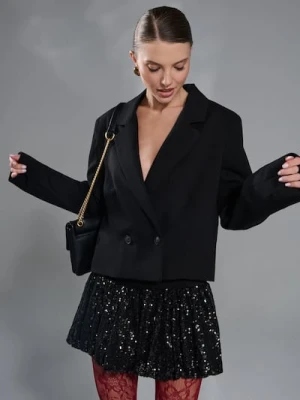 Sinsay - Spódnica mini z połyskiem - czarny