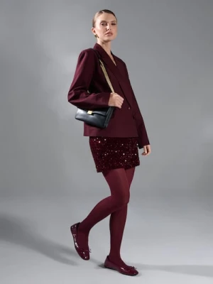 Sinsay - Spódnica mini z połyskiem - czerwony