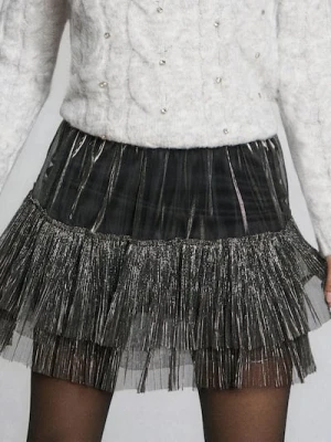 Sinsay - Spódnica mini z połyskiem - srebrny