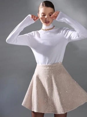 Sinsay - Spódnica mini z połyskującym cekinami - kremowy