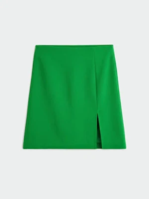 Sinsay - Spódnica mini z rozcięciem - zielony