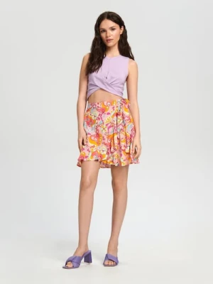 Sinsay - Spódnica mini z wiązaniem - pomarańczowy