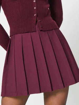 Sinsay - Spódnica mini z zakładkami - bordowy