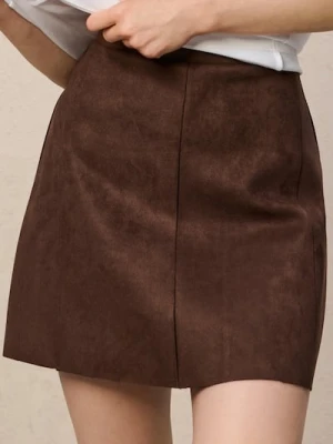 Sinsay - Spódnica z imitacją zamszu - brązowy