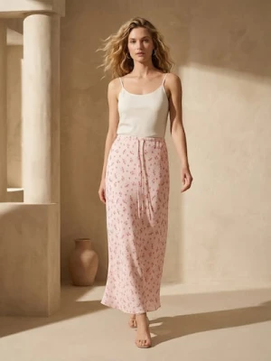 Sinsay - Spódnica z wiskozą i domieszką lnu w kwiatki - wielobarwny