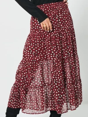 Sinsay - Spódnica ze wzorkiem - bordowy