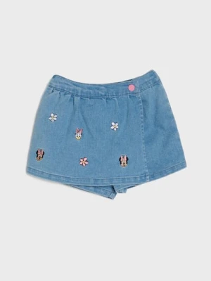 Sinsay - Spódnico-spodenki z haftem Minnie and Daisy - niebieski