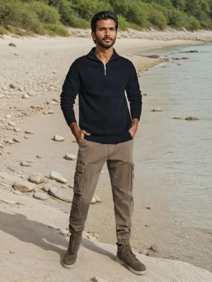 Sinsay - Spodnie cargo - brązowy