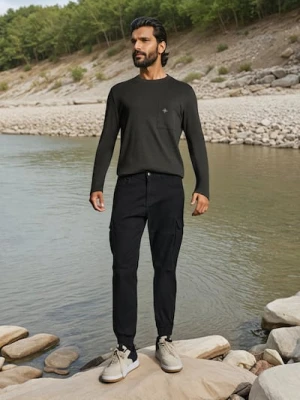 Sinsay - Spodnie cargo - czarny