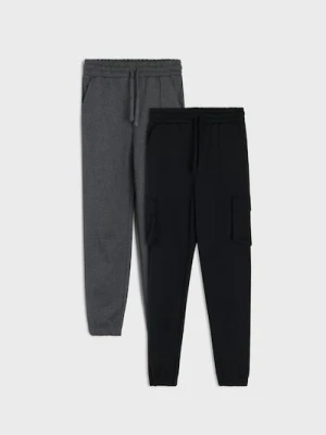 Sinsay - Spodnie cargo i jogger 2 pack - czarny