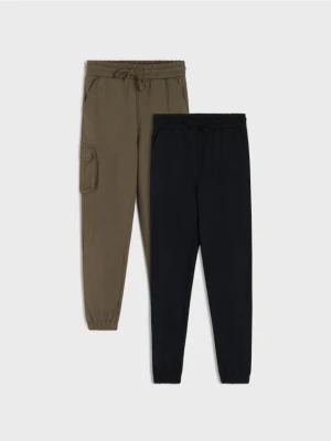 Sinsay - Spodnie cargo i jogger 2 pack - zielony