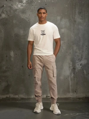 Sinsay - Spodnie cargo jogger - beżowy