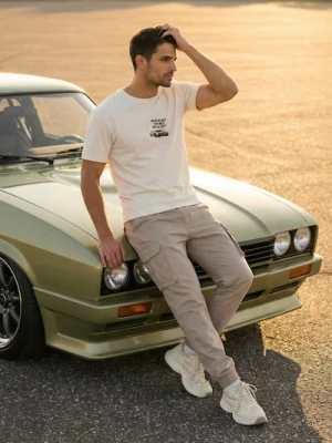 Sinsay - Spodnie cargo jogger - beżowy