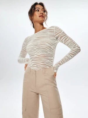 Sinsay - Spodnie cargo - kremowy