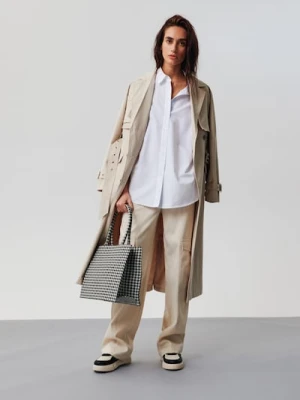 Sinsay - Spodnie cargo - kremowy