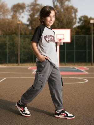 Sinsay - Spodnie cargo ze ściągaczami - szary