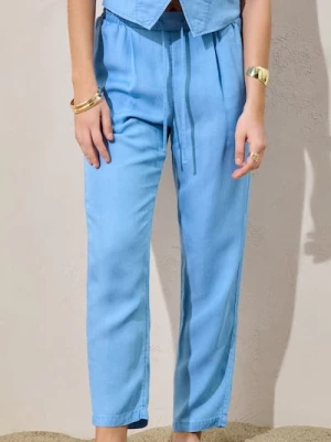 Sinsay - Spodnie carrot z lyocellu - niebieski